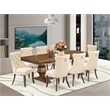 Pemberly Row 9-Piece Mid-Century Dining Set in Walnut Wood Finish