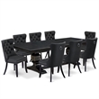 Pemberly Row 9-Piece Dining Table Set in Black Acacia Wood Finish