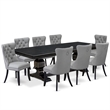 Pemberly Row 9-Piece Black Mid-Century Dining Set with Removable Table Leaf