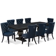 Pemberly Row 9-Piece Black Kitchen Table Set with Removable Table Leaf