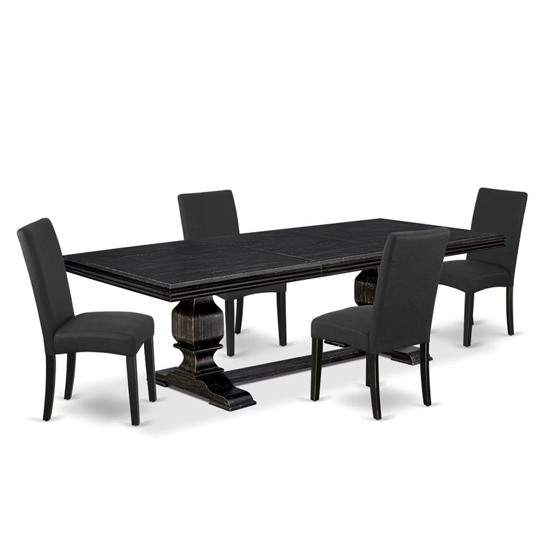 Pemberly Row 5-Piece Acacia Wood Dining Room Set in Black