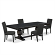 Pemberly Row 5-Piece Acacia Wood Dining Room Set in Black