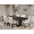 Pemberly Row 7-Piece Dining Table Set in Black Finish with Button-Tufted Chairs
