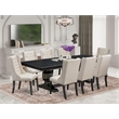Pemberly Row 9-Piece Dining Set Wood Table Removable Leaf Black Finish