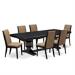 Pemberly Row 7-Piece Dining Table Set in Sand-Blasting Black Finish