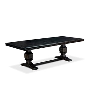 Pemberly Row Extendable Kitchen Table in Acacia Wood Black Finish