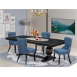 Pemberly Row 5-Pc Dining Room Table Set with Removable Leaf Wood Black Finish