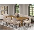 Pemberly Row 9-Piece Dining Set with Walnut Finish & Acacia Wood Frame