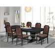 Pemberly Row 7-Piece Dining Table Set with PU Leather Chairs in Black