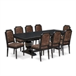Pemberly Row 9-Piece Dining Table Set with PU Leather Chairs in Black
