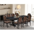 Pemberly Row 9-Piece Dining Table Set with PU Leather Chairs in Black