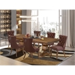 Pemberly Row 7-Piece Dining Table Set in Walnut with Faux Leather Chairs