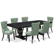 Pemberly Row 7-Piece Dining Set with Table and Chairs in Black Finish