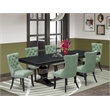 Pemberly Row 7-Piece Dining Set with Table and Chairs in Black Finish
