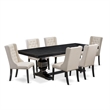 Pemberly Row 7-Piece Wooden Dining Set with Removable Leaf in Black