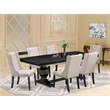 Pemberly Row 7-Piece Wooden Dining Set with Removable Leaf in Black