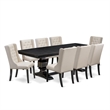 Pemberly Row 9-Piece Wooden Dining Set with Removable Leaf in Black