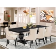 Pemberly Row 9-Piece Acacia Dining Set with Black Table Finish