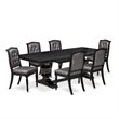 Pemberly Row 7-Piece Dining Table Set Black Finish Acacia Wood
