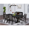 Pemberly Row 7-Piece Dining Table Set Black Finish Acacia Wood