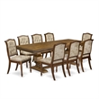 Pemberly Row 9-Piece Dining Table Set with Walnut Finish and PU Leather Chairs