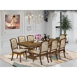 Pemberly Row 9-Piece Dining Table Set with Walnut Finish and PU Leather Chairs