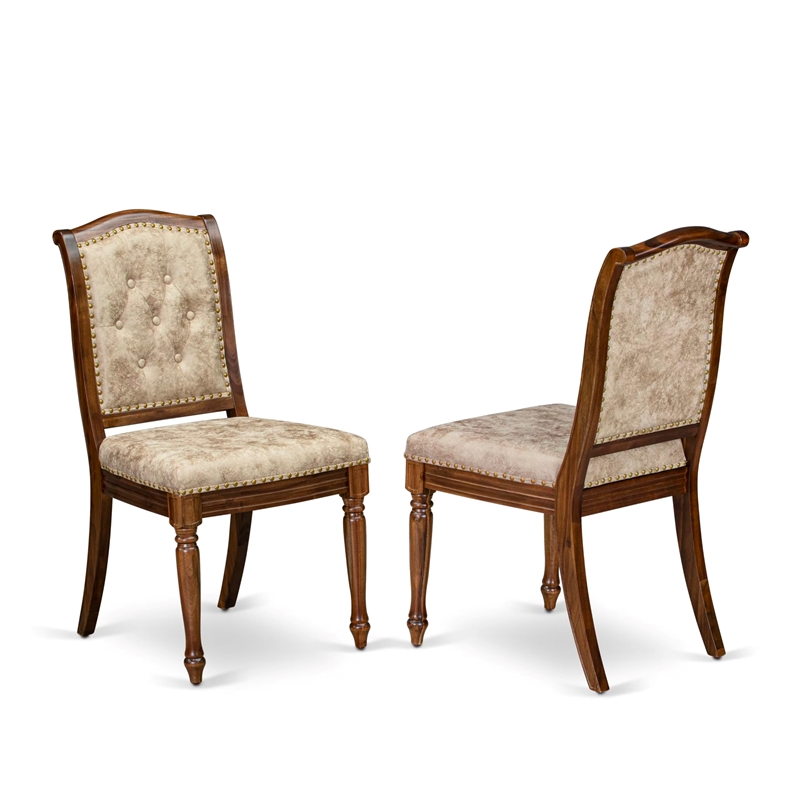 Pemberly Row 9-Piece Dining Table Set with Walnut Finish and PU Leather Chairs