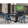 Pemberly Row 5-Piece Black Dining Table Set with Linen Fabric Chairs