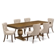Pemberly Row 7-Piece Dining Table Set with Acacia Wood and Walnut Finish
