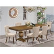 Pemberly Row 7-Piece Dining Table Set with Acacia Wood and Walnut Finish
