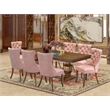 Pemberly Row 9-Piece Mid-Century Dining Set with Walnut Finish and Faux Leather