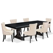 Pemberly Row 7-Piece Dining Table Set with Wood Black Finish