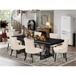 Pemberly Row 7-Piece Dining Table Set with Wood Black Finish