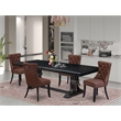 Pemberly Row 5-Piece Dining Table Set in Wood Black Finish