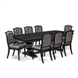 Pemberly Row 9-Piece Dining Table Set in Black Acacia Wood