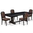 Pemberly Row 5-Piece Kitchen Dining Set with Black Finish and PU Leather