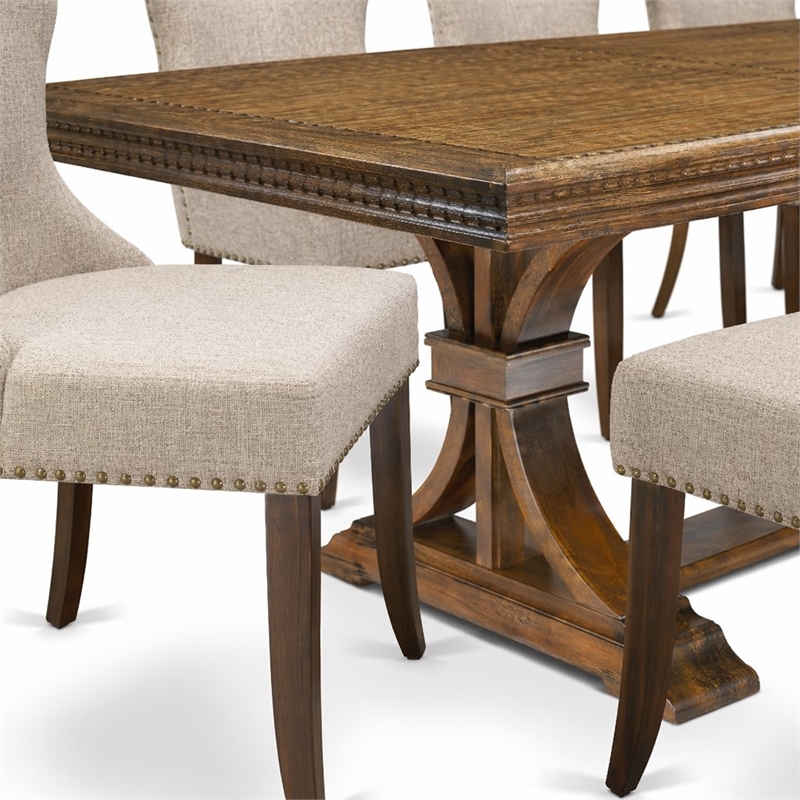 Pemberly Row 9-Piece Dining Set with Acacia Wood and Walnut Finish