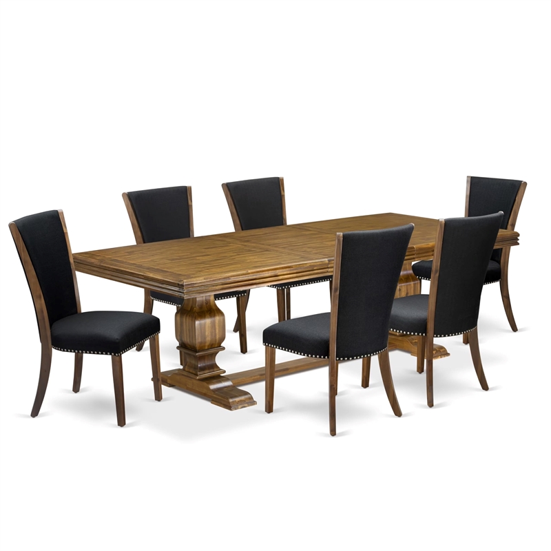 Pemberly Row 7-Piece Dining Set with Acacia Wood in Walnut Finish