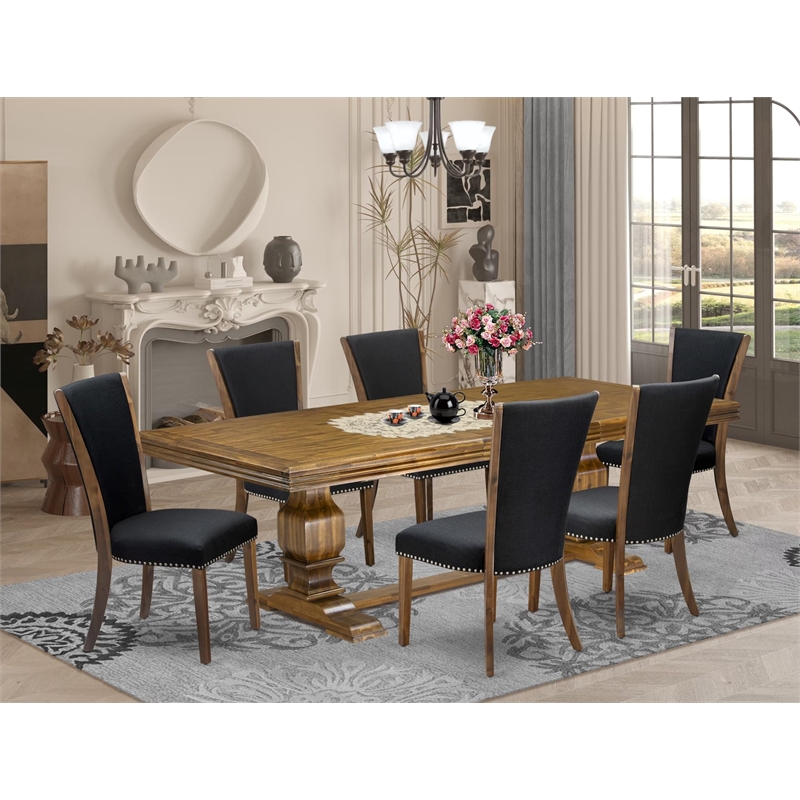 Pemberly Row 7-Piece Dining Set with Acacia Wood in Walnut Finish