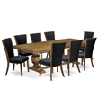 Pemberly Row 9-Piece Dining Table Set in Walnut Finish with Fabric Seats