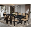 Pemberly Row 9-Piece Dining Table Set in Black Finish with PU Leather Chairs