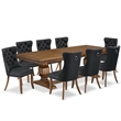 Pemberly Row 9-Piece Kitchen Table Set in Antique Walnut Finish