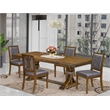 Pemberly Row 5-Piece Dining Table Set with Acacia Wood in Walnut Finish