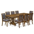 Pemberly Row 9-Piece Wood Dining Table Set in Walnut Finish