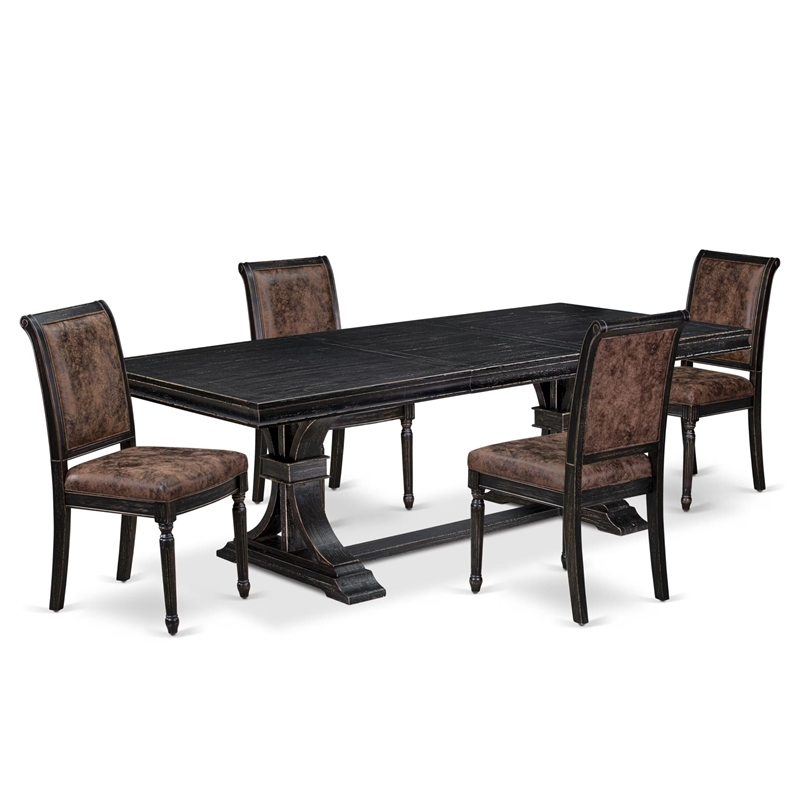 Pemberly Row 5-Piece Kitchen Dining Set in Sand Blasting Black Finish