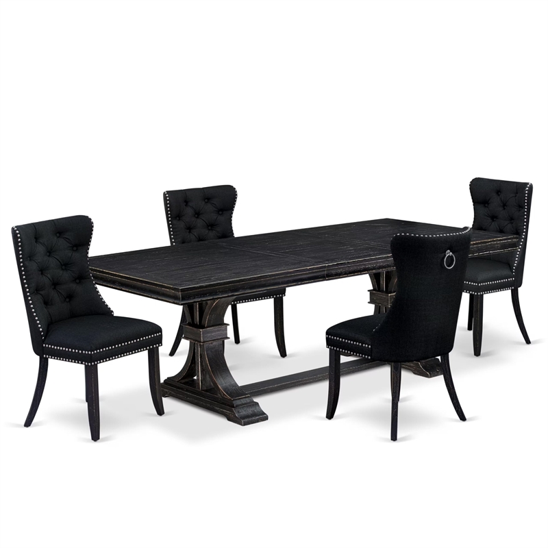 Pemberly Row 5-Piece Modern Dining Set in Sand Blasting Black Finish
