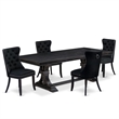 Pemberly Row 5-Piece Modern Dining Set in Sand Blasting Black Finish