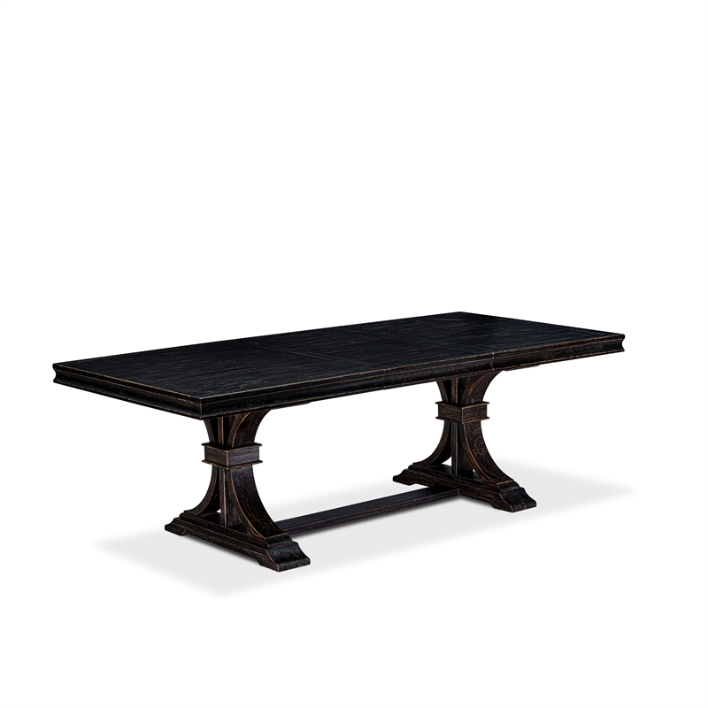 Pemberly Row 5-Piece Dining Table Set in Black Finish with Acacia Wood