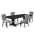 Pemberly Row 5-Piece Kitchen Dining Set with Wood Table in Black Finish