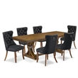 Pemberly Row 7-Piece Dining Set with Acacia Wood Table in Walnut Finish